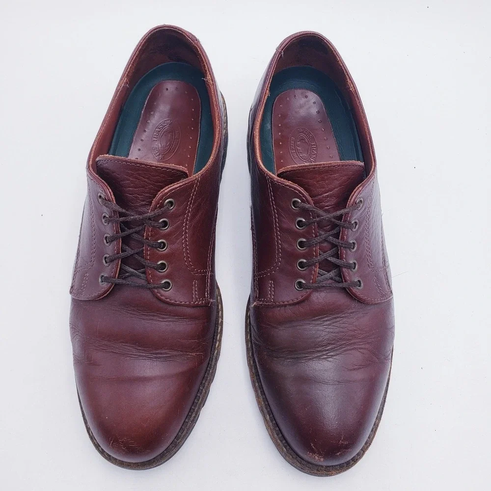H.S. Trask Bison Leather Oxford Shoes Brown Lace‎ Up Lug Sole Mens 9.5 W